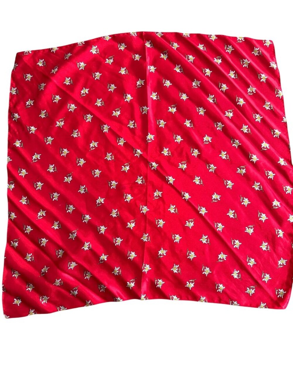 Vintage Red with White Flower Square Women's Fashion Scarf